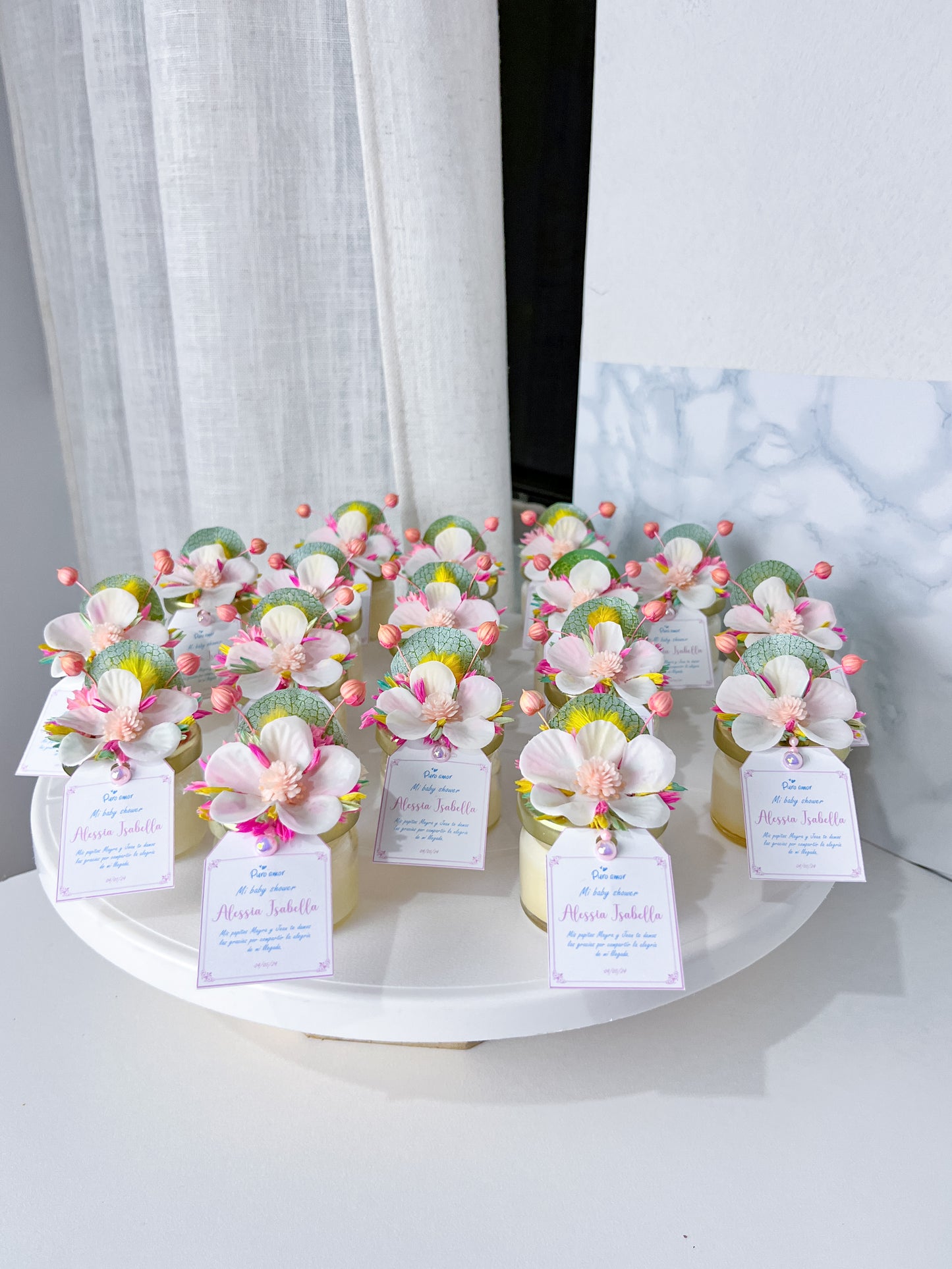 Velas de soya aromáticas personalizadas con flores eternas