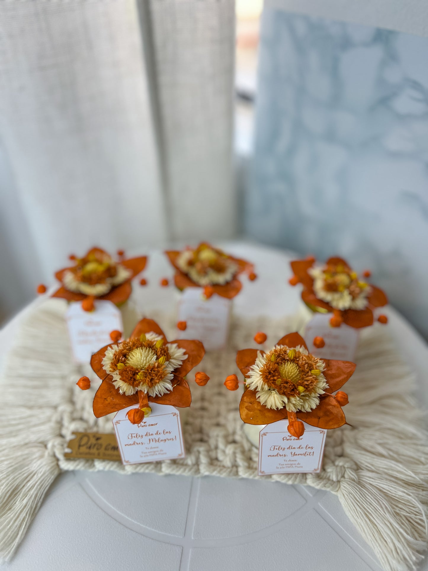 Velas de soya aromáticas personalizadas con flores eternas